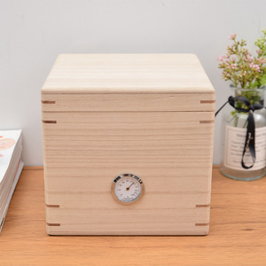 Caja de almacenamiento de té de madera con higrómetro, contenedor rectangular de madera contrachapada para té suelto, para uso artesanal y regalo de té Pu Erh - Product Image 2