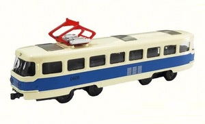 Diecast Metal Alloy D/C Pull Back P/B Tram Tramcar Tramway Avec Musique Lumière Portes Ouvrables Style Russe Diecast Car Tram - Product Image 2