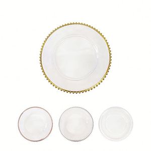 Reusable clear Plastic <b>Dinner</b> Plate <b>Tray</b> Equipment Beaded Rim Fancy Plates - Product Image 4