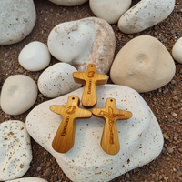 Croix de prière en bambou confortable de style moderne en gros, mini croix en bois à tenir en main, objets décoratifs en bois