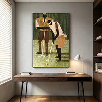 Peinture à l'huile sur toile grand format, personnalisée, motif golf, peinte à la main, avec cadre, pour décoration murale, marque ZM, style moderne pour salon, vente en gros