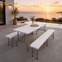 Ensemble table et banc pliables, robustes, peu encombrants, faciles à nettoyer, pour patio, jardin, extérieur