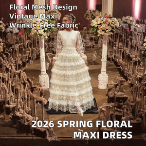 Vestido Largo de Fiesta de Boda Estilo Imperio, Moda Primavera 2026, Vintage para Mujer, Antiarrugas, Bordado Floral Completo, Sexy, de Tul y Malla - Product Image 2