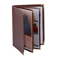Porte-menu de haute qualité pour hôtel, format A4, une page, 10 vues, avec bordure en cuir PU