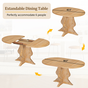 Ensemble de table à manger moderne 5 pièces avec 4 chaises rembourrées, table à manger extensible en bois pour hôtel et appartement - Product Image 2