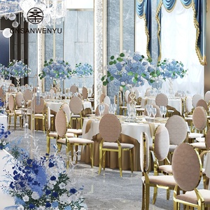 Cadeira Elegante de Metal Dourado para Banquete de Casamento |   Cadeiras de Jantar Empilháveis de Luxo em Aço Inoxidável para Eventos e Hotéis - Product Image 3
