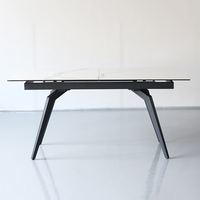 Table à Manger Extensible de Style Moderne avec Plateau en Céramique et Pierre Frittée, Meuble de Maison avec Panneau en Bois