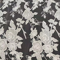 Tissu de Mariée Élégant en Dentelle Florale Blanche Française avec Broderie de Tulle et Paillettes pour Robes de Mariée, Sacs et Haute Couture - Vente en Gros