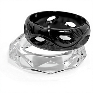 Best Colorful Resin <b>Bangle</b> Bracelets Design Stylish With Carved Floral Pattern Round Artistic Home Decoration Craft Jewelry - Product Image 2