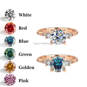 Commercio all'ingrosso della fabbrica di lusso S925 in argento Sterling Moissanite 2 carati anelli di diamanti per fidanzamento e matrimonio donne copricapo