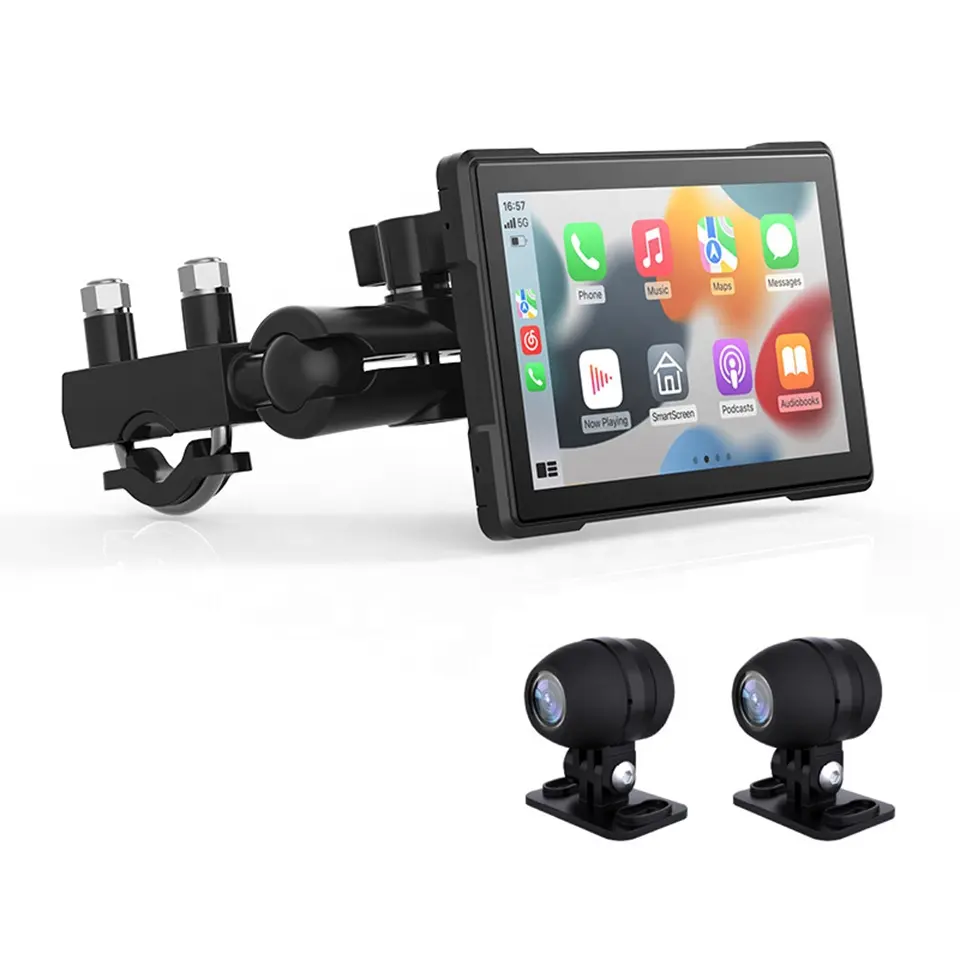 AZTON Wireless Motorrad CarPlay Bildschirm Android Auto Monitor für Motorrad Roller IPX7 Wasserdichter Mirror Link Telefonanruf Siri