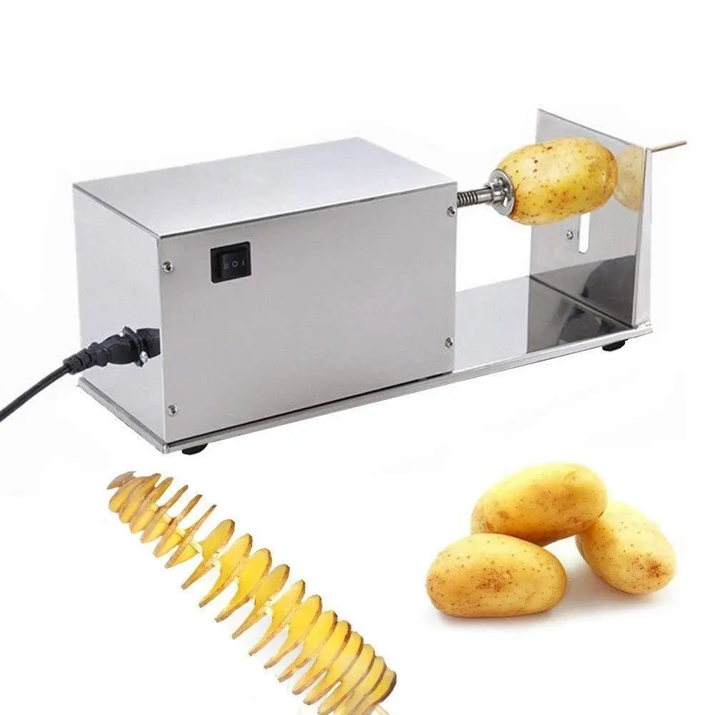 Stainless steel commercial industrial electric potato chips slicer machine / fresh spiral potato cutter machine