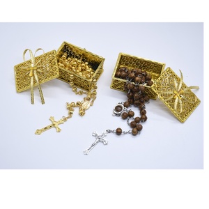 Scatola Regalo per Rosario Nuziale in Plastica Elettroplaccata Quadrata Stampata all'Ingrosso con Coperchio e Design a Fiocco Rettangolare per Conservare Gioielli, Anelli e Orecchini - Product Image 3