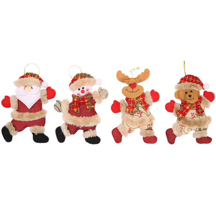 Amazon Hot Selling Plush Pendant Christmas Ornaments Christmas Tree Doll Dancing Doll Snowman Reindeer Bear Santa New Year Gift