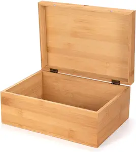 Деревянная бамбуковая коробка для хранения ювелирных изделий с крышкой