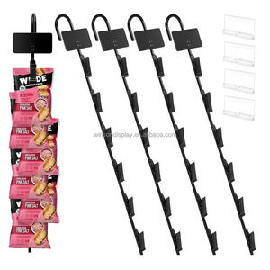 Supermarket Hanging Merchandise Strips With <b>Hooks</b> Metal Display <b>Clip</b> Strips for Retail Display With Label Header - Product Image 2