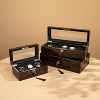 Boîte de rangement de luxe en bois multi-emplacements à finition brillante avec fenêtre en verre pour collectionneurs de montres