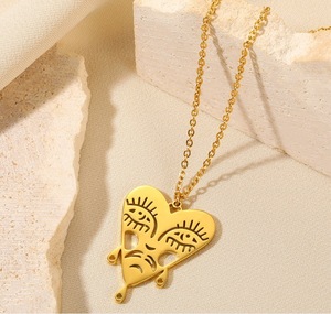 Collana con Ciondolo a Cuore Cavo in Titanio 316L all'Ingrosso per Donna Uomo Amante, Gioielli Anti-Appannamento - Product Image 6