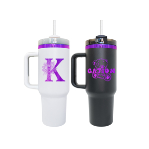 USA Warehouse Black White Powder Coated H2.0 <b>40oz</b> <b>Tumbler</b> Travel Mug Water Bottle Purple Plated <b>40oz</b> <b>Tumbler</b> <b>with</b> <b>Handle</b> - Product Image 1