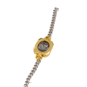 Nuovo Bracciale <span class=keywords><strong>della</strong></span> Dea <span class=keywords><strong>della</strong></span> <span class=keywords><strong>Fortuna</strong></span> dell'Antica Roma <span class=keywords><strong>della</strong></span> Fabbrica di Gioielli MuShan, Catena Cubana Retrò con Monete d'Argento - Product Image 3