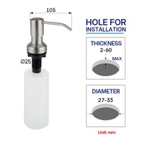 Distributeur de liquide vaisselle manuel en acier inoxydable intégré, 1L, pour cuisine (vente en gros)