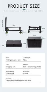 Caisse Chariot Pliant Caddies Marché Panier Courbé Supermarché En Plastique En Gros Pousser Pliant 4 Roues 90mm Tianyu - Product Image 6