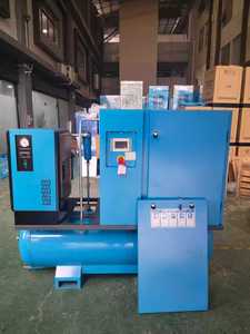 Compresor de Aire de Tornillo Silencioso de Velocidad Fija de 7.5kW, Sin Aceite, Refrigerado por Aire, con Secador, Tanque de 300L, Estación de Aire Integrada para Fábrica - Product Image 2