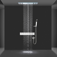 Système de douche de pluie encastré moderne avec jets d'eau multi-modes, robinets thermostatiques et douchette à main pour salle de bain