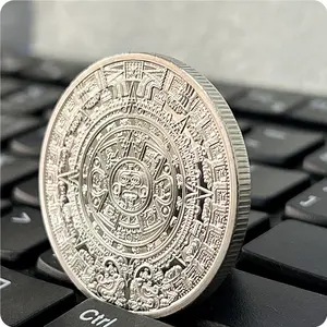 Wholesale Custom 1oz 999 Fine Silver Double Side Embossed Metal Commemorative Maya Mexican Coin With Arylic Case