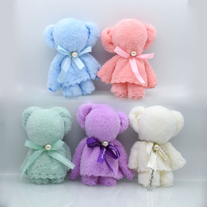 Offre Spéciale Logo personnalisable 30X30cm rose petite <span class=keywords><strong>serviette</strong></span> ours en peluche cadeaux de fête de mariage cadeau de noël en peluche ensemble de serviettes en peluche - Product Image 5