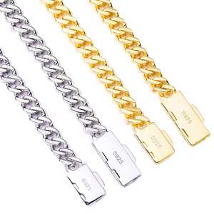 Collares de Moissanita de Plata 925 Bañados en Oro Blanco/Amarillo de 6mm con Diamantes Helados, Joyería Hip Hop, Cadena de Eslabones Cubanos - ¡En Stock! - Product Image 2