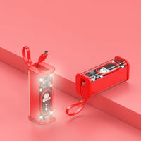 Vente en gros de nouvelle banque d'alimentation à corde Capsule 5000mAh avec câble de type C Mini chargeur transparent portable motif de dessin animé de chat mignon