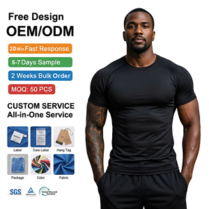 Fabricant de vêtements de sport sur mesure, marque privée, t-shirt de compression pour <span class=keywords><strong>homme</strong></span>, séchage rapide, manches raglan, t-shirt de sport premium imprimé à l'écran - Product Image 1