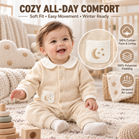 Combinaison Bébé Épaissie en Jacquard à Couche d'Air, Design Simple, Douce et Décontractée, Unisexe, avec Logo Personnalisé, OEM, pour la Vente au Détail