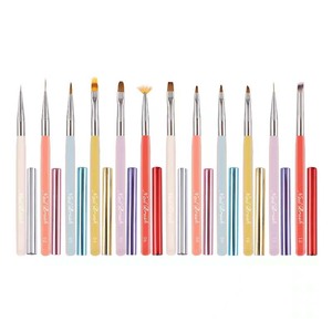 Ensemble de pinceaux pour nail art en gel avec manche en acrylique personnalisé, poils synthétiques, pour liner ondulé, ovale, French, éventail, Daisy, peinture, manucure et DIY - Product Image 1