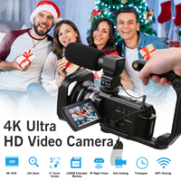 Caméra Vidéo 4K Caméscope Vision Nocturne IR Caméra Vlogging Zoom 16X Écran Tactile Anti-Secousse 6 Axes Télécommande Caméra DV 4K