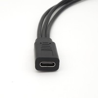 Cable Divisor USB C 3 en 1, USB C Hembra a Triple Macho, Cable de Carga de 30 cm, Salida CC, Material Ignífugo para Dispositivos de Bajo Consumo