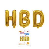 Ensemble de ballons en feuille d'aluminium pour décoration de fête, 16 pouces, HBD, or et noir, emballage individuel, Joyeux anniversaire