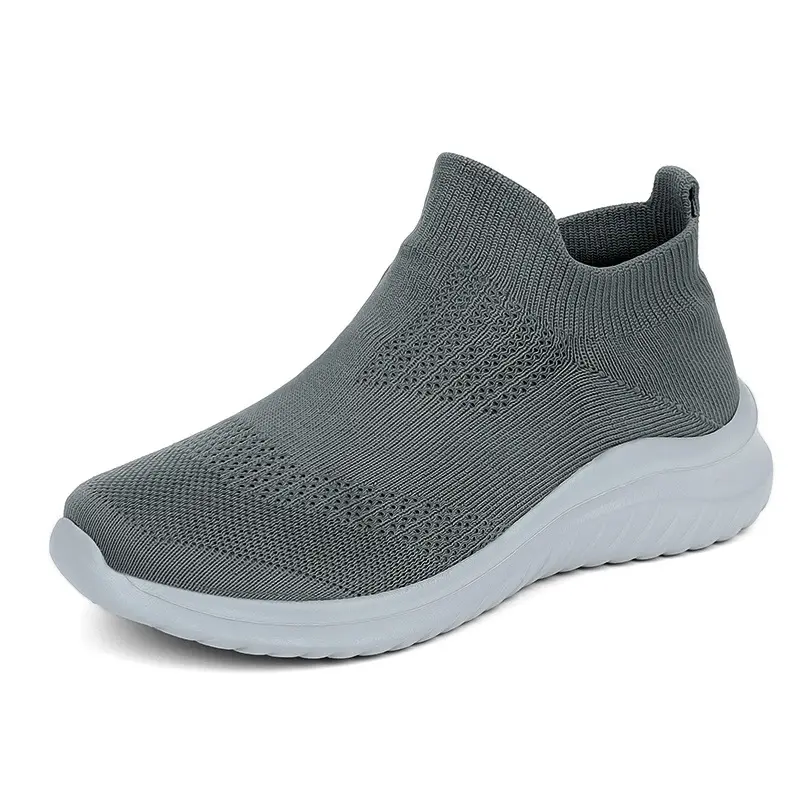 Large Size Flying Woven Mesh Sports Casual Men's Shoes Over-The-Foot Lazy Socks Shoes Couples Lightweight Running Shoes