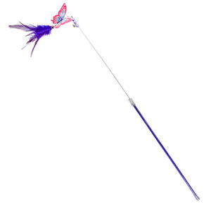Vente directe d'usine : Nouvelle bâtonnette à chat avec plume de papillon et pompon, version allongée, jouet pour chat durable et résistant aux morsures - Product Image 5