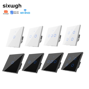 Interruptor de Pared WiFi Inteligente SIXWGH para el Hogar, Control de Luz <span class=keywords><strong>LED</strong></span>, Compatible con la Aplicación Smart Life, <span class=keywords><strong>Google</strong></span> <span class=keywords><strong>Home</strong></span>/Alexa, Panel Táctil de Vidrio Templado - Product Image 1
