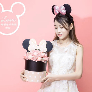 Caja <span class=keywords><strong>de</strong></span> regalo con diseño clásico <span class=keywords><strong>de</strong></span> <span class=keywords><strong>Mickey</strong></span>'s Love, caja redonda <span class=keywords><strong>de</strong></span> flores con lazo - Product Image 2