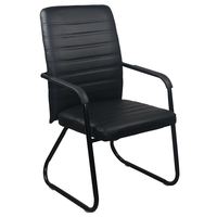 Chaise de bureau de direction en cuir PU noir en gros avec accoudoirs fixes, chaise de conférence moderne pour salle de réunion de bureau