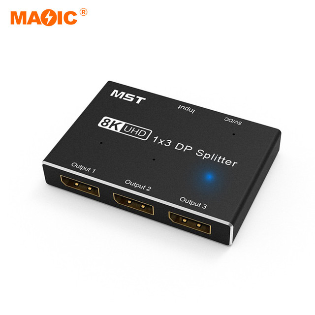 8K 60HZ 1 in 3 Out DP Splitter 32.4Gbps Converter Laptop Adapter 3 Ports
