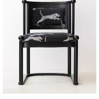 Chaise de salle à manger en bois antique, chaise individuelle de style européen, chaise Leopard Leopardins