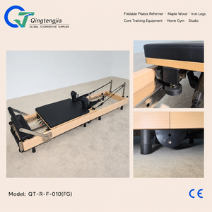 เครื่องรีฟอร์เมอร์ไม้เมเปิ้ลพับได้พร้อมขาเหล็ก สำหรับยิมที่บ้านและอุปกรณ์ฝึกกล้ามเนื้อแกนกลาง QT-R-F-010(FG) ดีไซน์พับเก็บได้ประหยัดพื้นที่ - Product Image 2