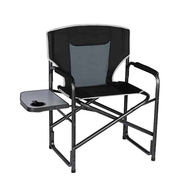 Taşınabilir alüminyum yönetmenler sandalye açık kamp çim piknik ve balıkçılık için yan masa ile boy katlanır sandalye