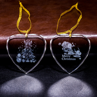 Ornements de Noël ovales en cristal de 70 mm, pendentifs gravés au laser 3D (Père Noël, arbre, bonhomme de neige) pour la décoration de l'arbre de Noël