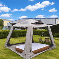 Tente de camping familiale gonflable de luxe, grande capacité, revêtement en titane argenté, Oxford imperméable, coupe-vent, tente de glamping en plein air