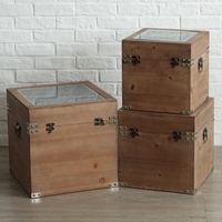 Boîtes de rangement en verre en fer faites à la main bacs en bois multifonctionnel coffre de rangement haut de coffre décor à la maison salon ensemble pour outil